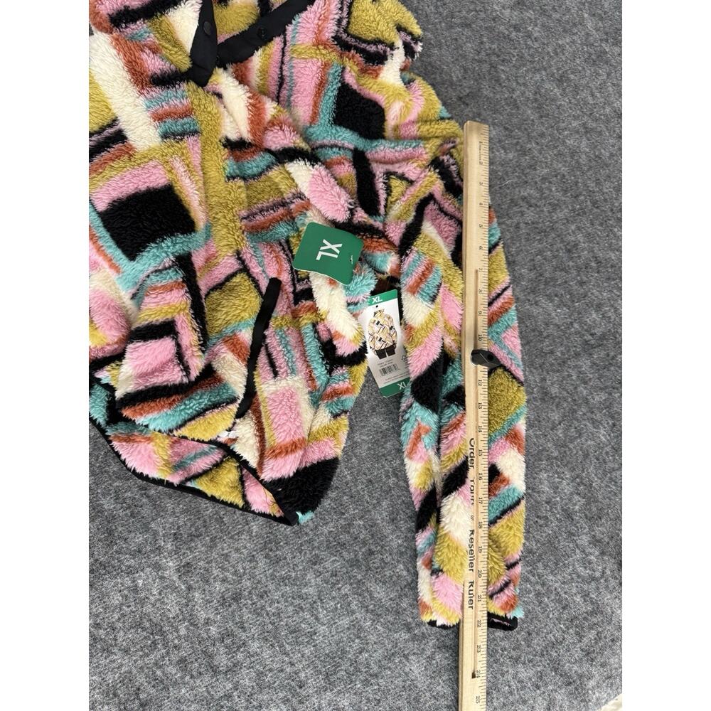 Hurley Sweater Womens XL Pink Color Block Half Snap Pullover Plush N260 - Picture 12 of 12